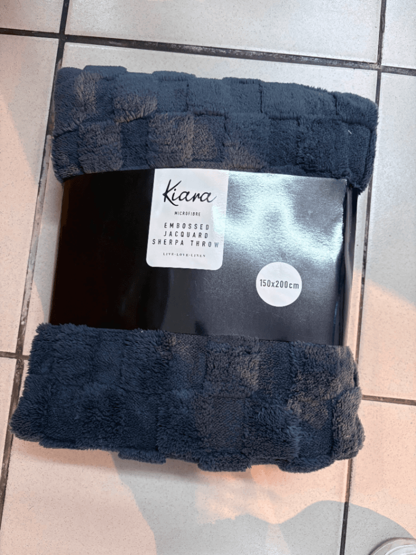 Kiara Embossed Sherpa Throw Grey 150x200
